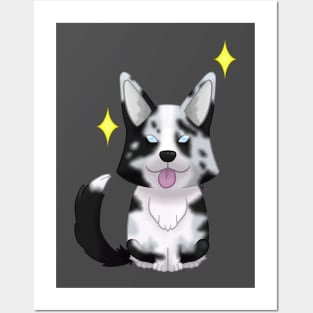 Blue Cardigan corgi Posters and Art